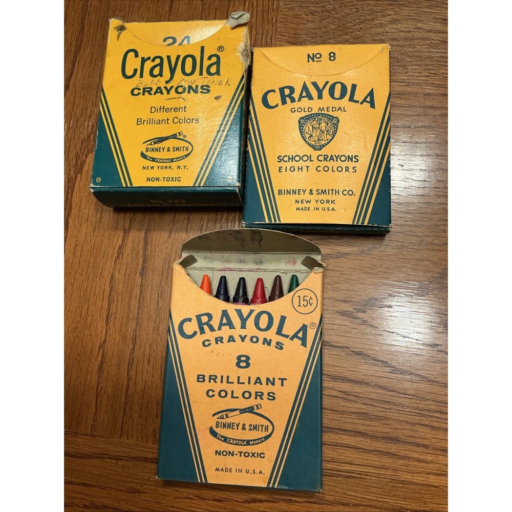 Vintage Crayola Crayons 1950s 15 Cents 35 Cents Gold Medal Lot 242 Retired Mix